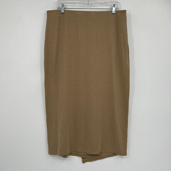 Vince Brown Knit Layered Midi Skirt | Size L - Picture 2 of 9